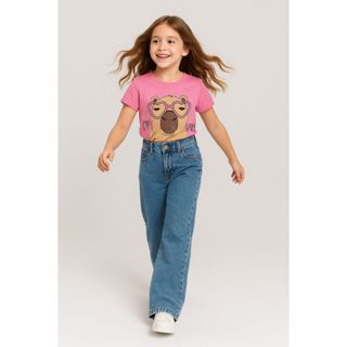 Calça wid leg Infantil Menina Cintura Alta Confortável e Estilosa em Oferta na Shopee