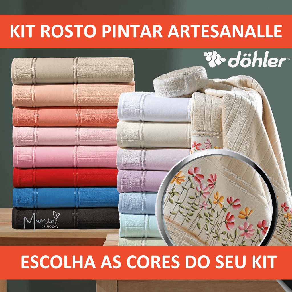 Kit Toalhas De Rosto Para Pintar Artesanalle Dohler 100% Algodão Aveludada Artesanato - Home & Living