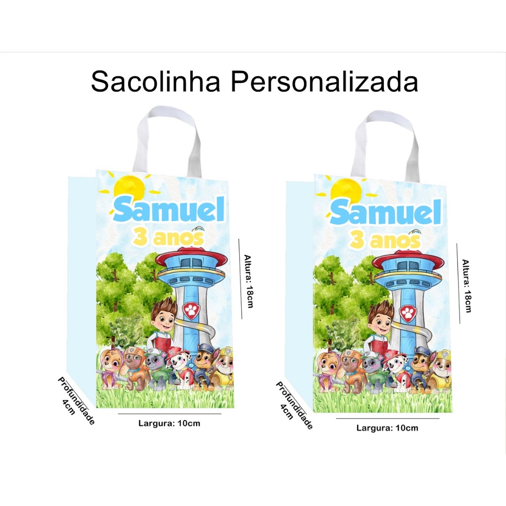 Sacolinha Personalizada Patrulha Canina Aquarela