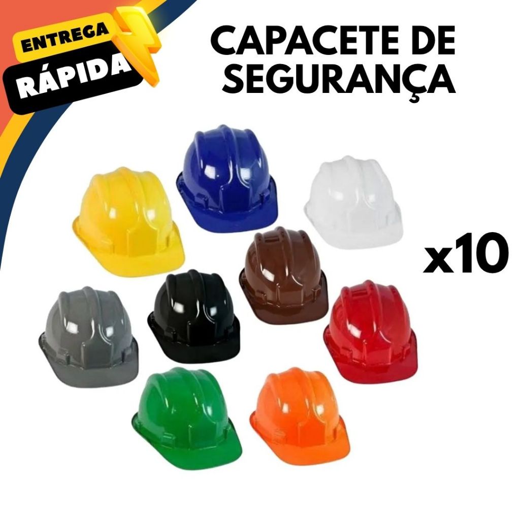 Kit de 10 Capacetes de Segurança EPI