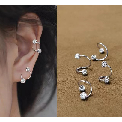 Kit 2/4/6/12 Unidades Piercing Twister Prata Aço 8mm com Bolinha de fogo Mi Strass cristal em Oferta na Shopee