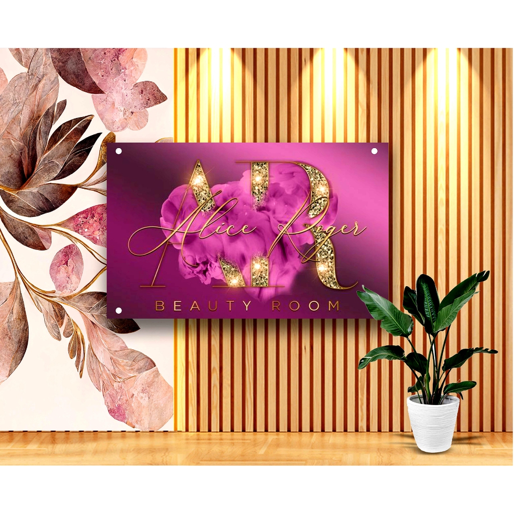 logo Placa  Placa Studio achadinhos Salão de Beleza Fachada studio Decoração elegante Placa de logo