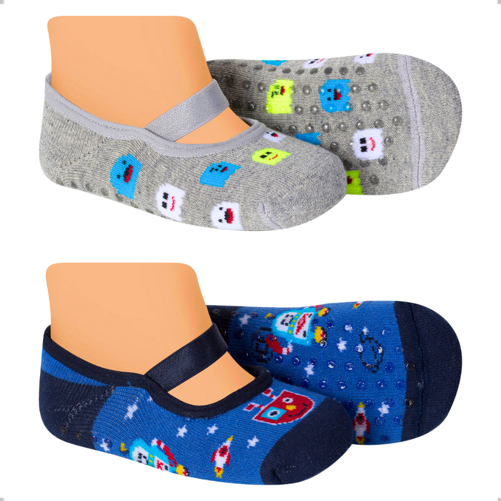 Kit 2 Pares Meia Sapatilha Algodão Infantil Antiderrapante Bebê Soquete Cano Curto Menino Menina