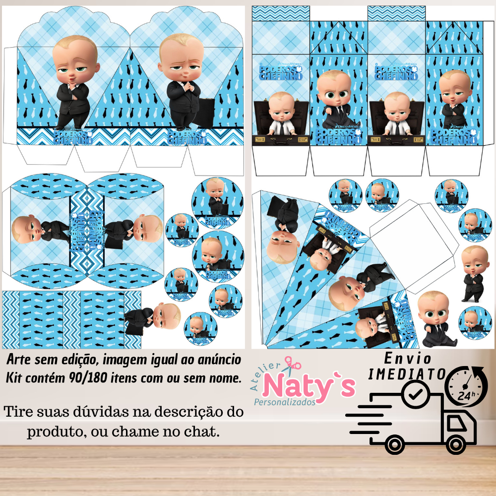 KIT COM 90/180 ITENS TEMA: PODEROSO CHEFINHO AZ CLARO LEMBRANCINHAS COM/SEM NOME - Envio 24H em Oferta na Shopee