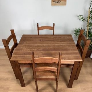 Jogo Mesa De Jantar 100x74 Com 4 Cadeiras Madeira Maciça em Oferta na Shopee