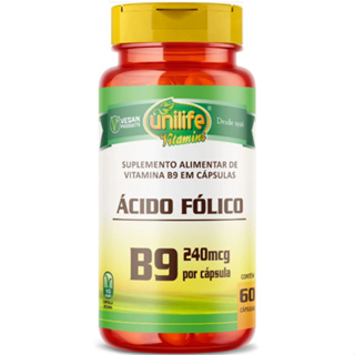 Vitamina B9 Acido Fólico 60 Cápsulas - Unilife em Oferta na Shopee