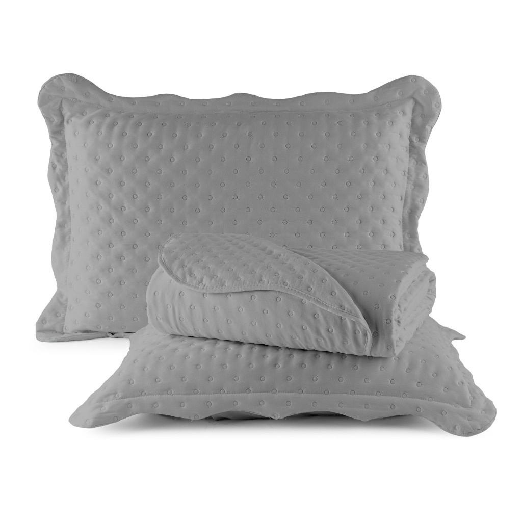 Kit Cobre Leito Colcha Casal Queen 03 Peças 200 Fios Micropercal em Oferta na Shopee