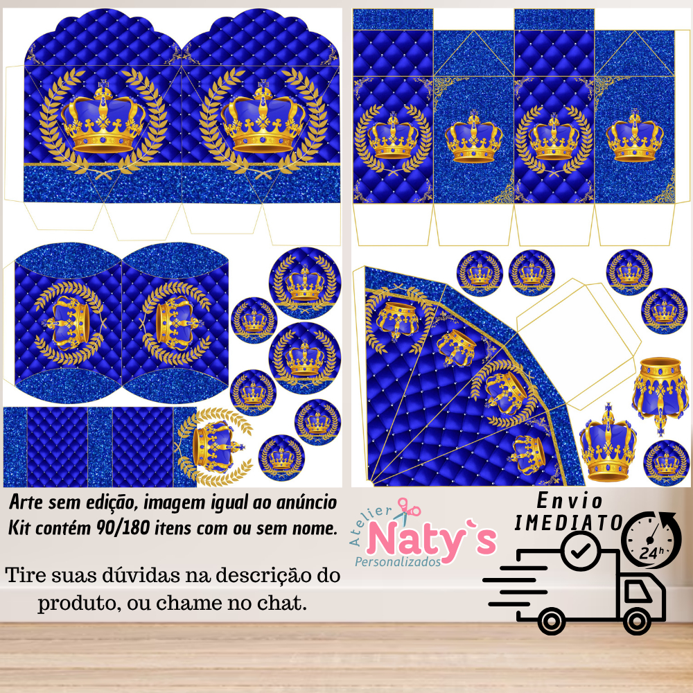 KIT COM 90/180 ITENS TEMA: REALEZA AZUL LEMBRANCINHAS COM/SEM NOME - Envio 24H em Oferta na Shopee
