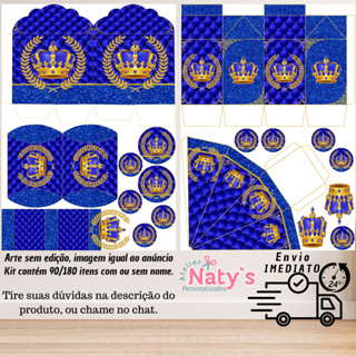 KIT COM 90/180 ITENS TEMA: REALEZA AZUL LEMBRANCINHAS COM/SEM NOME - Envio 24H em Oferta na Shopee