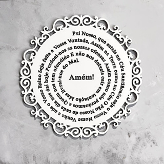Mandala Pai Nosso MDF Branco 25cm Decorativa de Parede Religiosa Enfeite Porta Sala Quarto em Oferta na Shopee