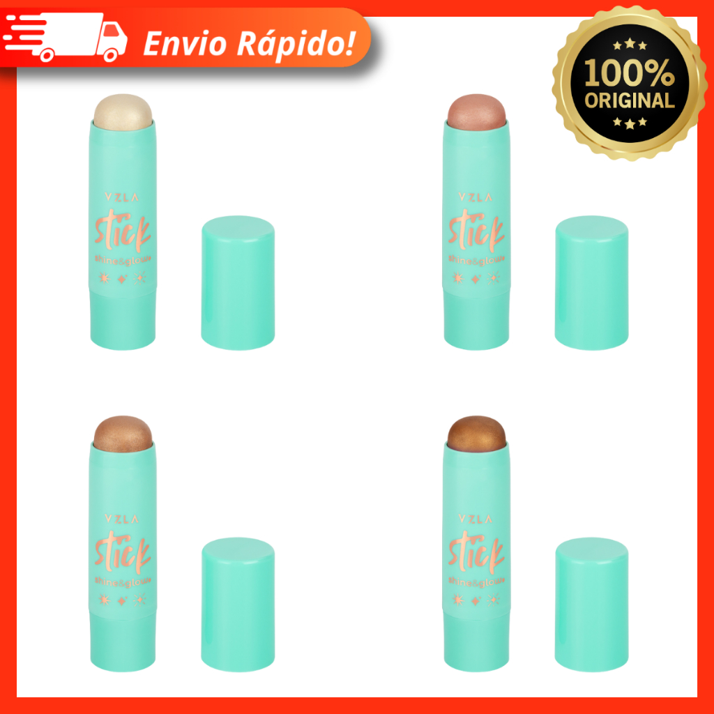 Iluminador Em Stick Vizzela - Shine e Glow 4 Cores 7g - 100% Original Stick em Bastão Cremoso
