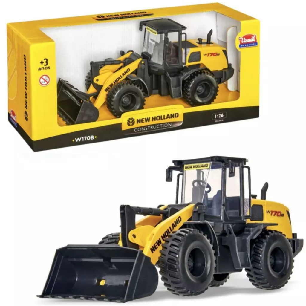 Brinquedo Trator Pá Carregadeira New Holland W170B Original Miniatura - Usual Brinquedos