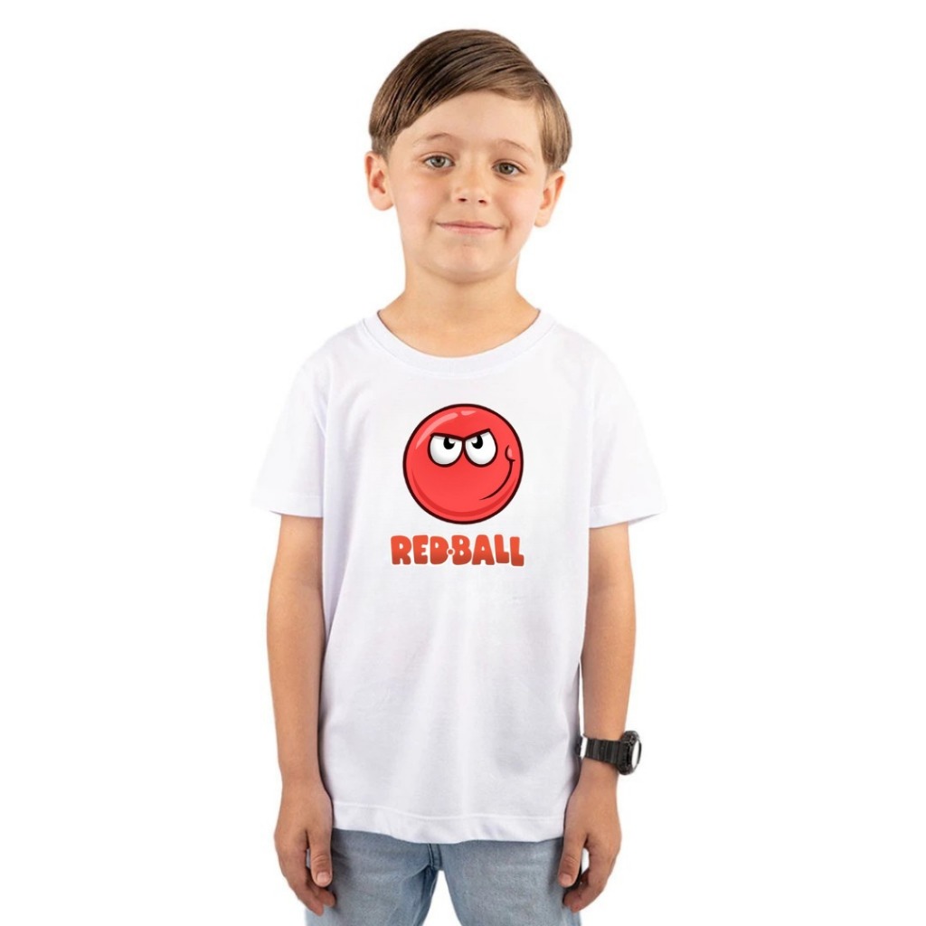 Camiseta Camisa Blusa Infantil Personalizada RED BALL Joguinho Desenho Animado Estampada Infantil