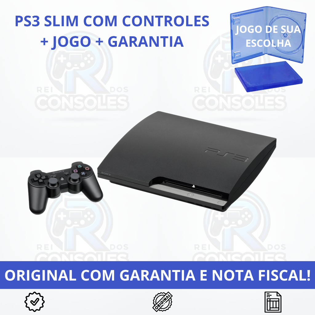 PS3 Playstation 3 SLIM Console de Videogame + Controle + Jogo
