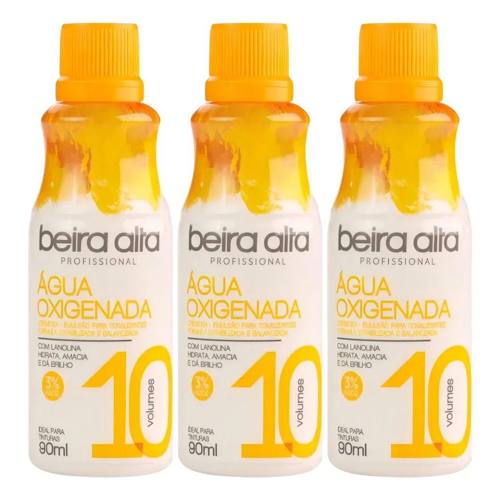 Kit 3 Água Oxigenada Beira Alta 10 Volumes 90ml