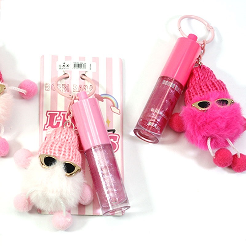 Gloss Labial  Brilho com Pom Pom Personalizado, Chaveiro Maquiagem Bobbi Rara em Oferta na Shopee