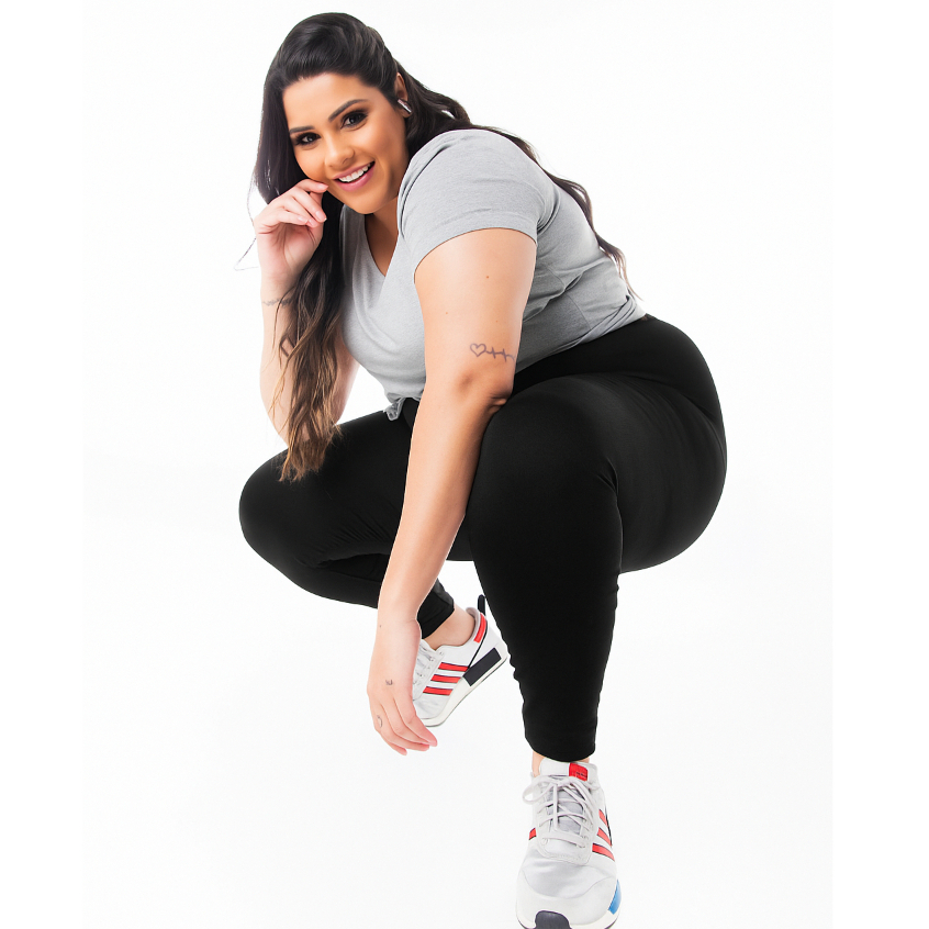 Calça Legging Plus Size Feminina Cintura Alta Básica Para Academia Treino Com Elasticidade