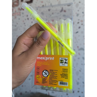 Caixa com 12 Marca Texto Maxprint Neon Amarelo Azul Rosa Laranja ou Verde Ponta 4,0mm em Oferta na Shopee