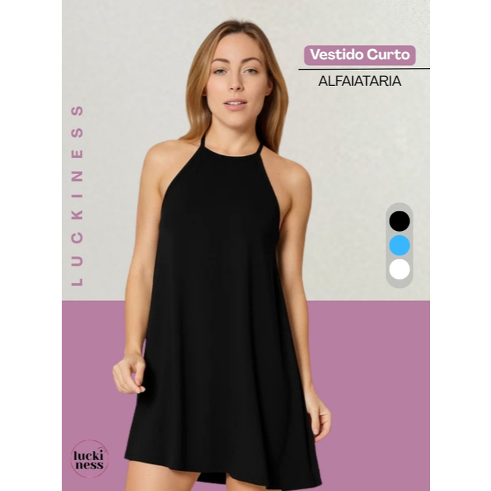 Vestido Curto Feminino Alfaiataria de Alcinha Com Botão Nas Costas em Oferta na Shopee
