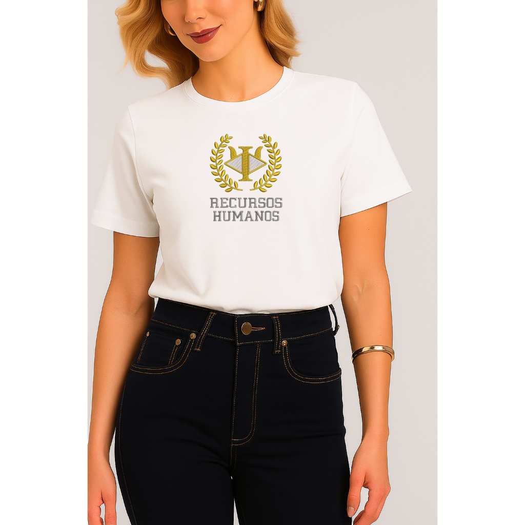 Camiseta Feminina Babylook t shirt RECURSOS HUMANOS DOURADO100% Algodão CasualROUPA Noite faculdade em Oferta na Shopee