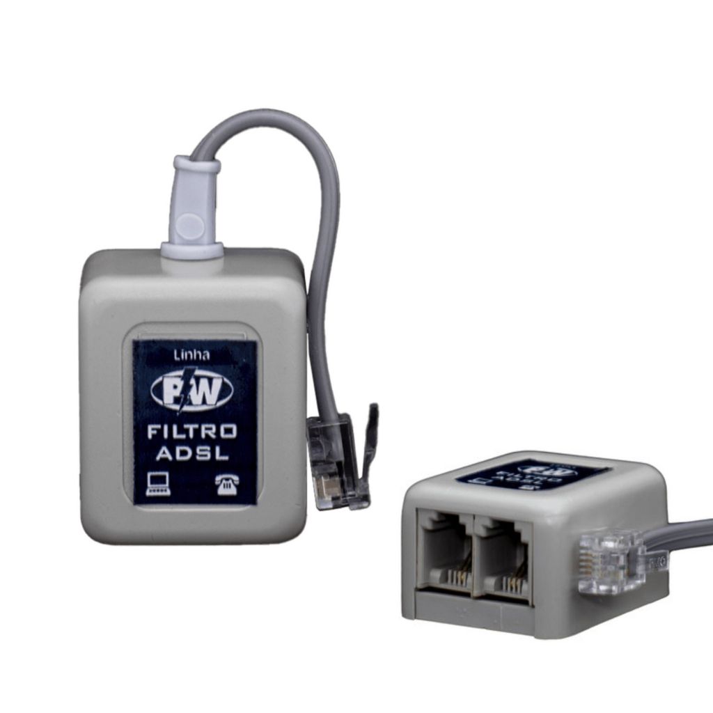 Filtro Para Linha Telefônica Modem Internet ADSL Duplo 2 Entradas PW