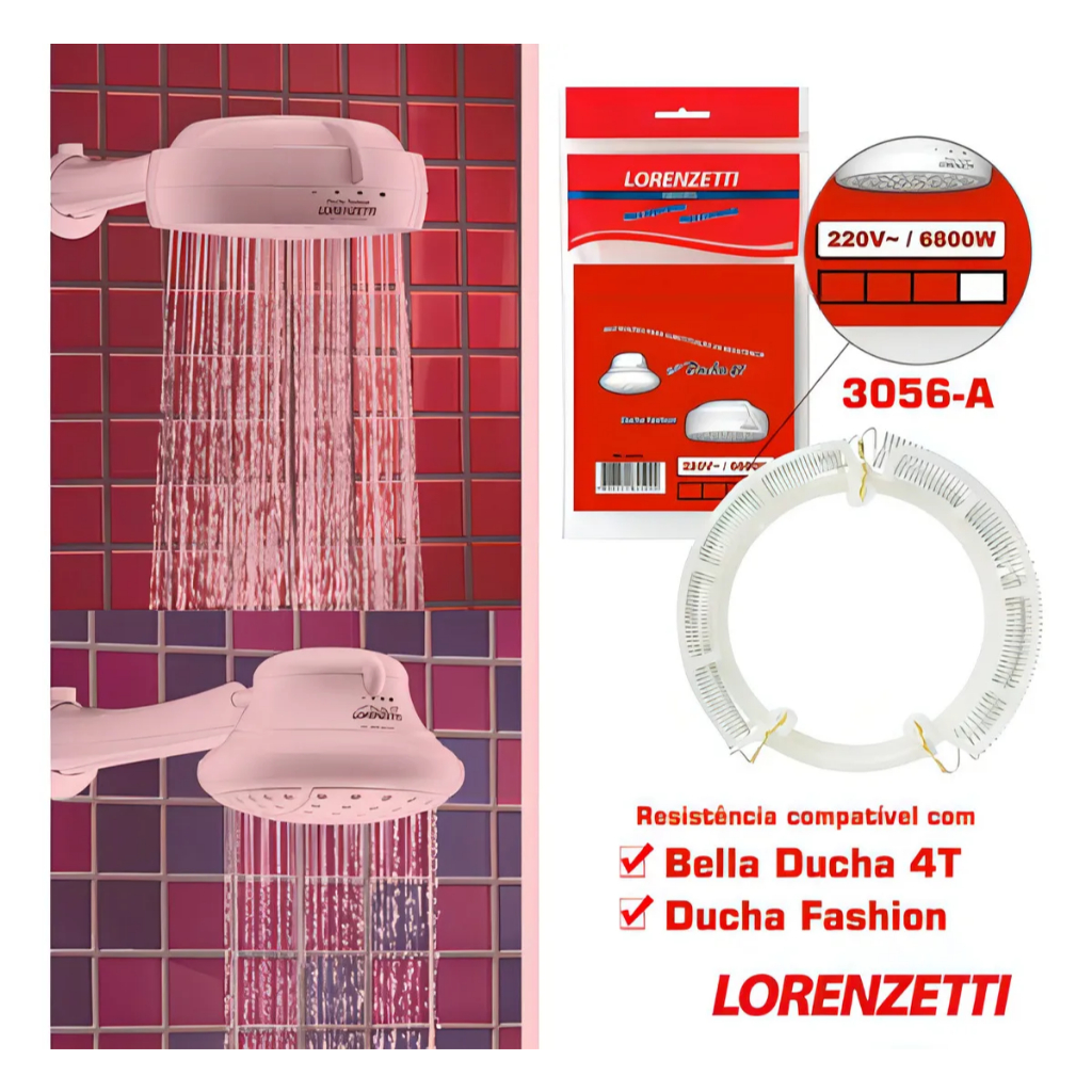 Resistencia Bella Ducha 4 T Ducha Fashion 127v 5500W 3056-B Lorenzetti