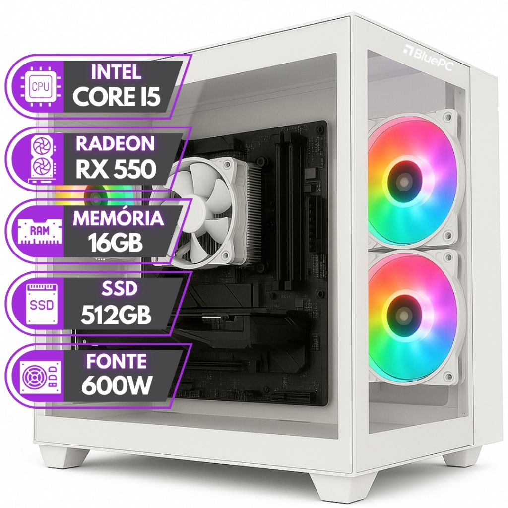 PC GAMER BLUEPC RUSH - INTEL CORE I5 16GB RAM RADEON RX 550 4GB SSD 512GB BRANCO - PGBP-RUS1030 em Oferta na Shopee