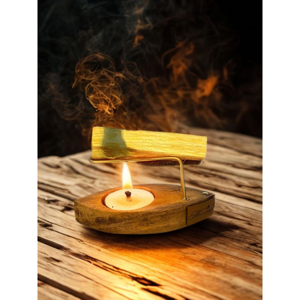 Imagem QUEIMADOR  (CANOA) – PARA PALO SANTO, VELA RECHAUD E INCENSO | Madeira Maciça, Místico, ZEN, Relaxamento