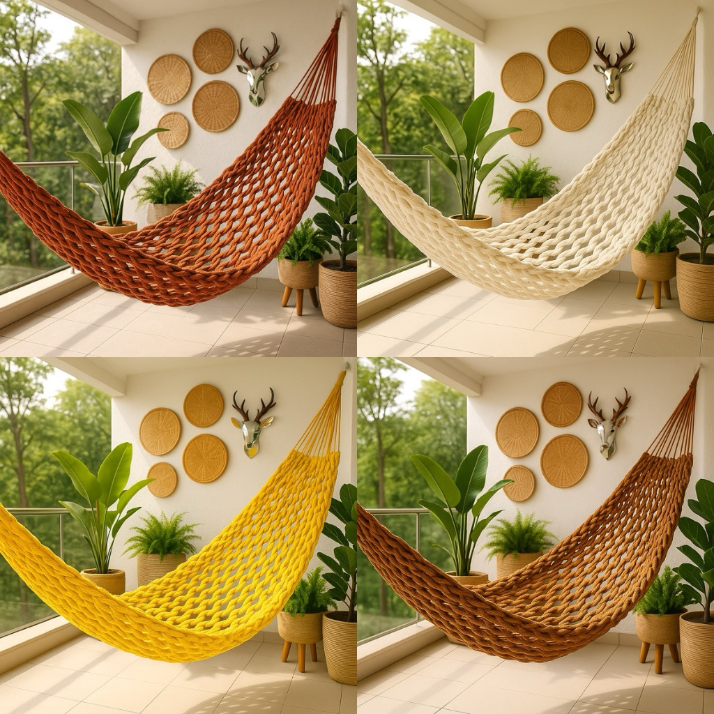 Rede De Dormir Casal Descanso Trançada Em Algodão