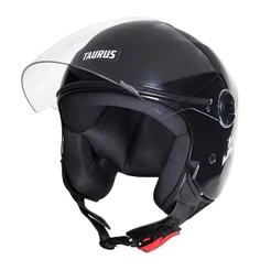 Capacete Aberto Taurus Joy23 Open Face Preto Brilhante Com Viseira Acoplada Resistente Confortável