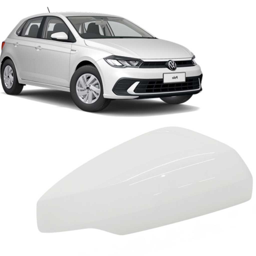 Capa Retrovisor Volkswagen Polo 2018 2019 2020 2021 2022 2023 2024 2025 Lado Direito Branco Cristal