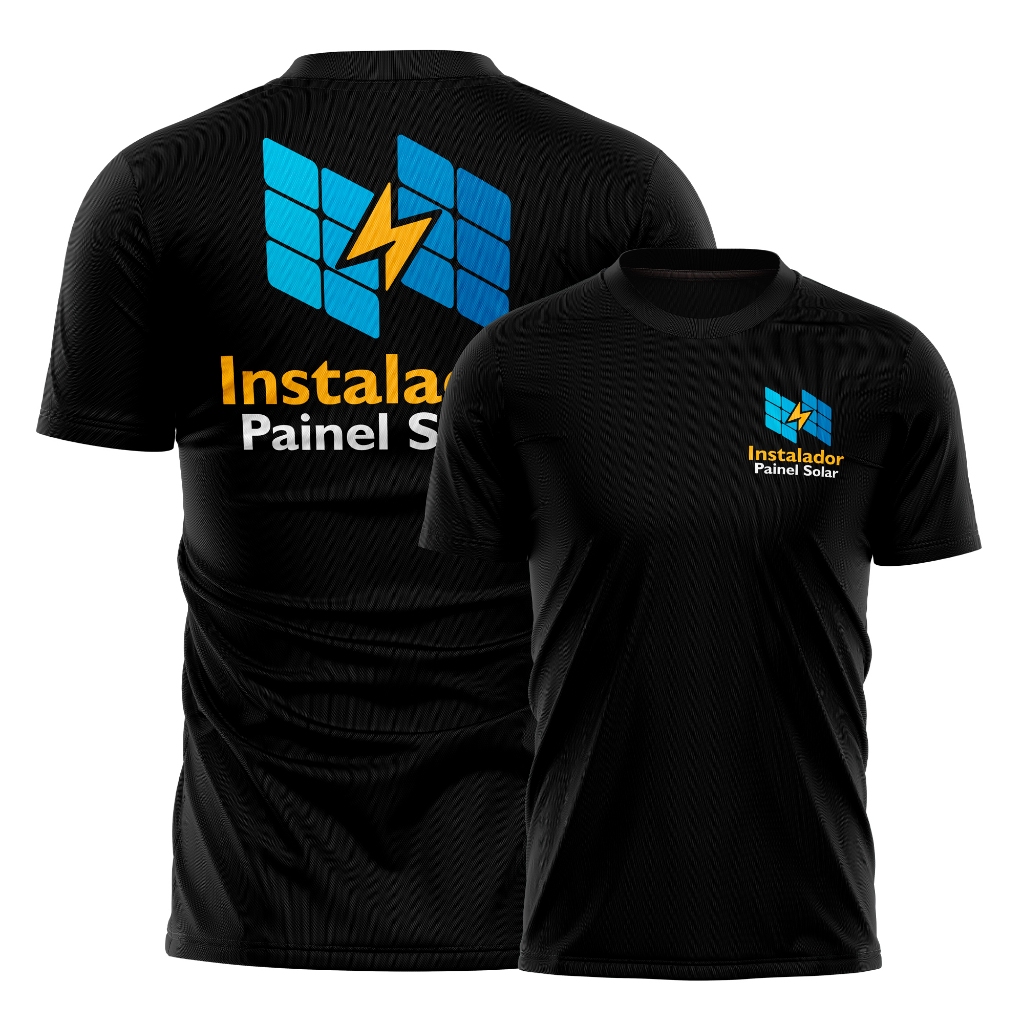 Camiseta Instalador de Placa Solar Profissional Uniforme Trabalho Dry Fit Confortável Masculina