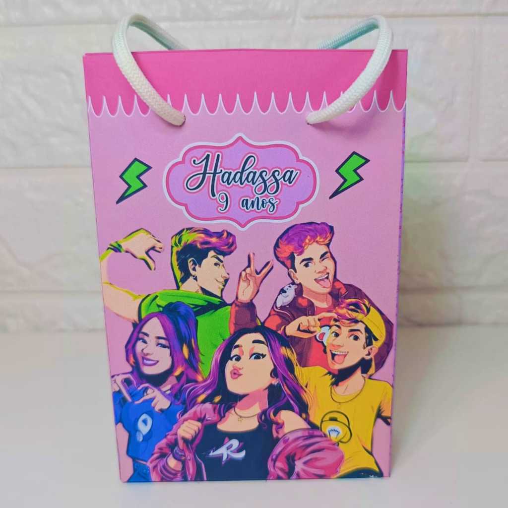 Sacolinha Personalizada Clube dos Rosa Emily Vick Sacola Surpresa Lembrancinha Festa Caixinha Aniversário PEGUE E MONTE