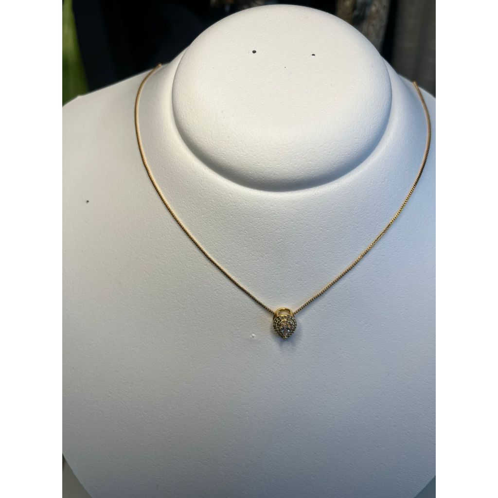 Corrente Feminina com pingente Gota cravejado com pedra zircônia - semijoia ouro 18k