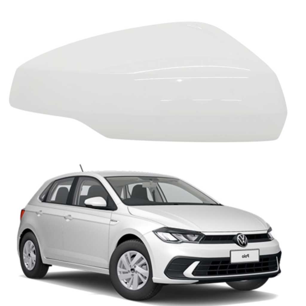Capa Retrovisor VW Polo 2018 2019 2020 2021 2022 2023 2024 2025 Lado Direito Branco Cristal Original