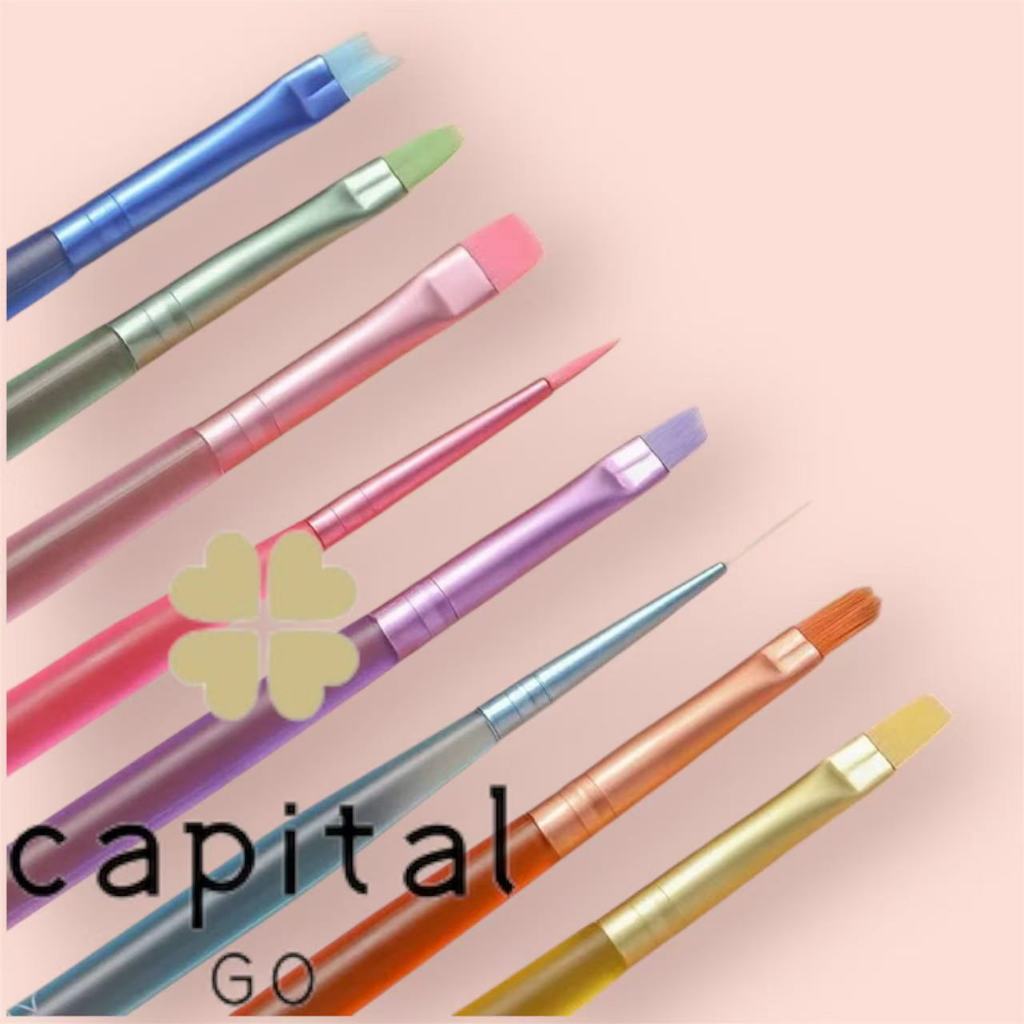 Kit Com 8 Pincéis Para Nail Art Decoração Unhas - colorido em Oferta na Shopee