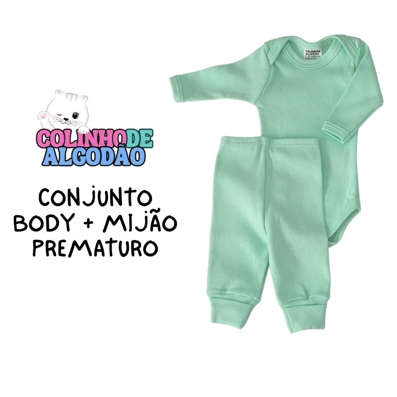 CONJUNTO body e mijão PREMATURO 100% algodão menina ou menino. Enxoval de Bebê. MATERNIDADE