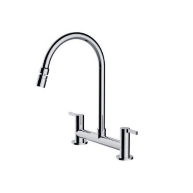 Misturador Duplo Comando Torneira de mesa para Cozinha Gourmet com dois registros- MixFlow