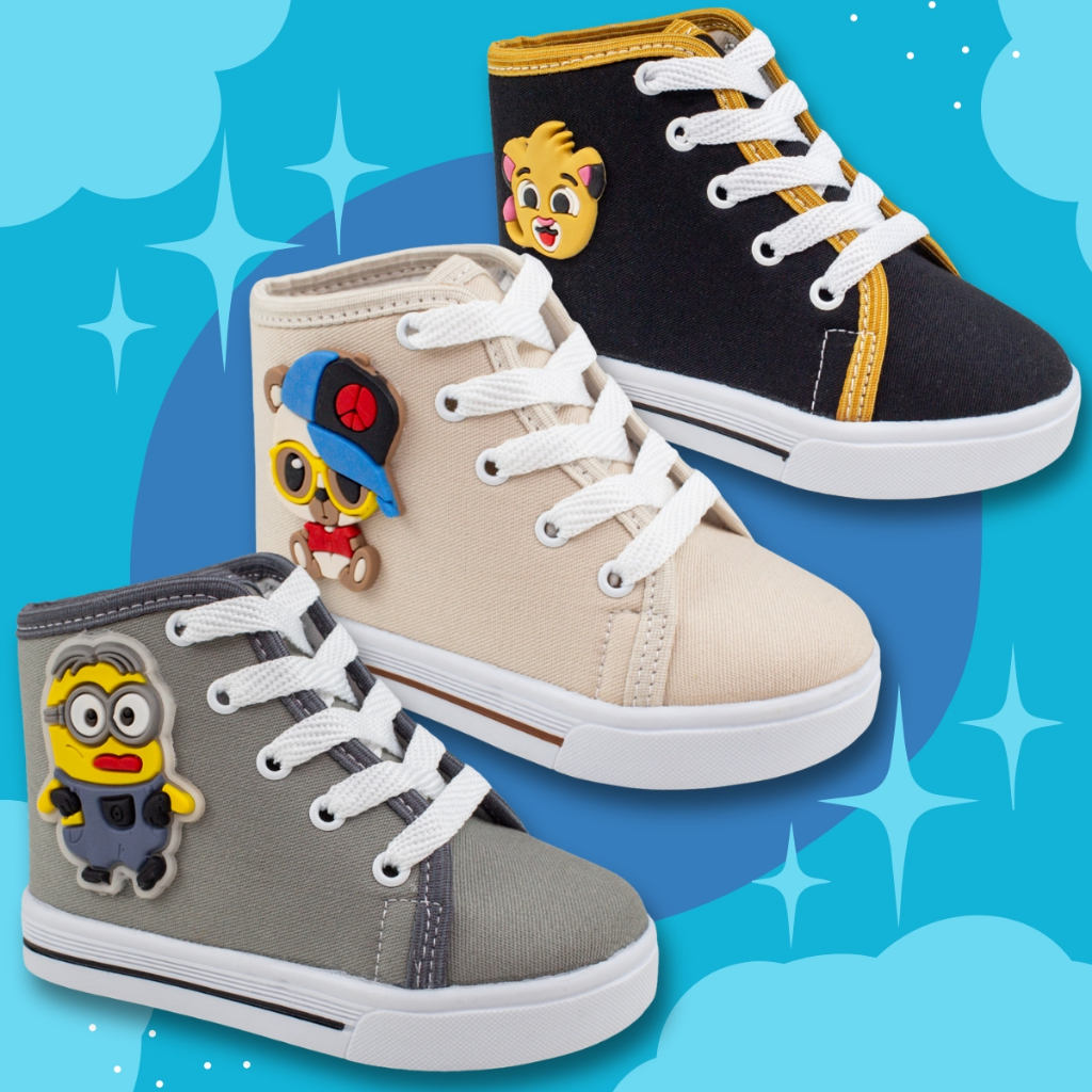 Tênis Infantil Menino Cano Alto Enfeite de Personagens Colorido Casual Confortável Dia a Dia em Oferta na Shopee