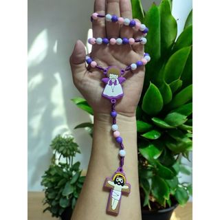 Terço Católico infantil roxo emborrachado do anjo da guarda 40 cm em Oferta na Shopee