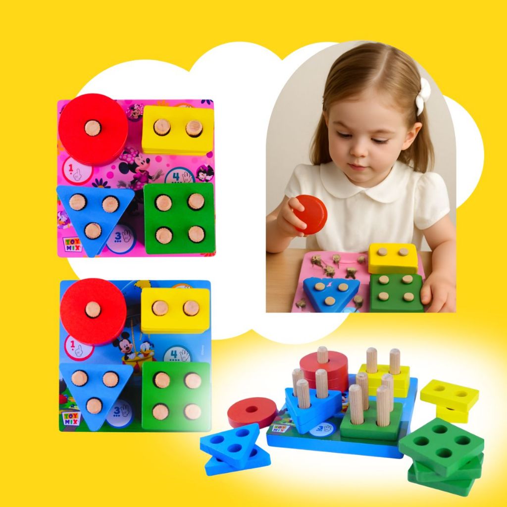 Brinquedo Educativo Encaixe Formas Geométricas para Bebês Criativo Pedagógico Mickey e Minnie em Oferta na Shopee
