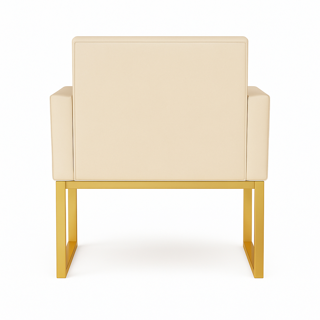 Kit 2 Poltronas para Recepção Thais com Base de Ferro Dourado Resistente