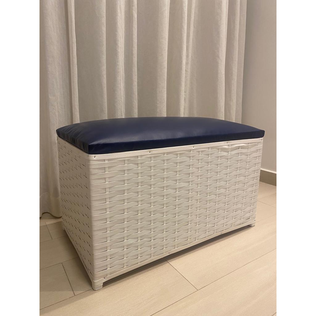 Puff Baú Organizador Fibra Sintética M 60X30X45 C/ Assento em Suede