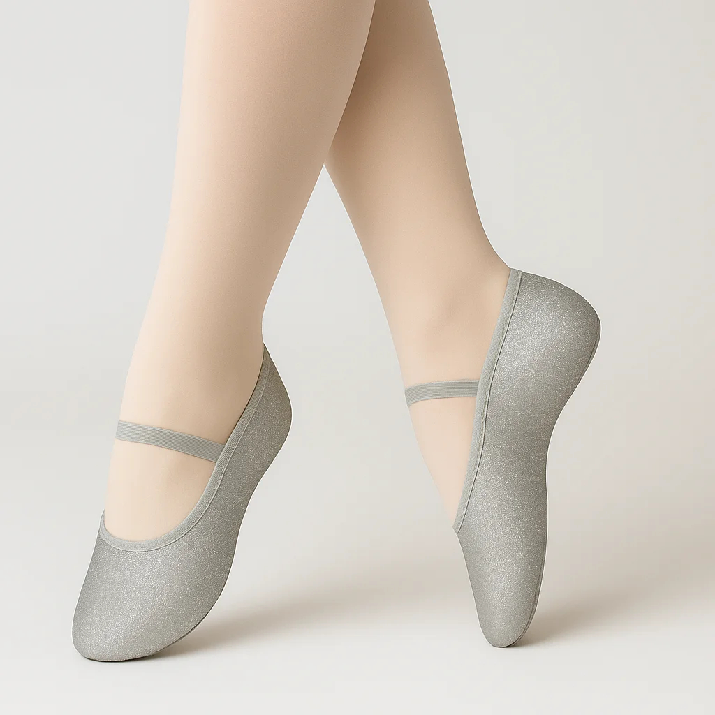Sapatilha de Ballet Meia Ponta Prata com Glitter - Só Dança F22/D