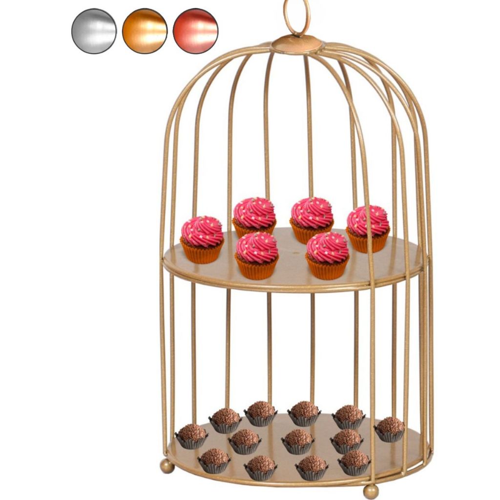 Kit De Bandeja Festa Gaiola Diamante 2 Andar Decoração Luxo em Oferta na Shopee