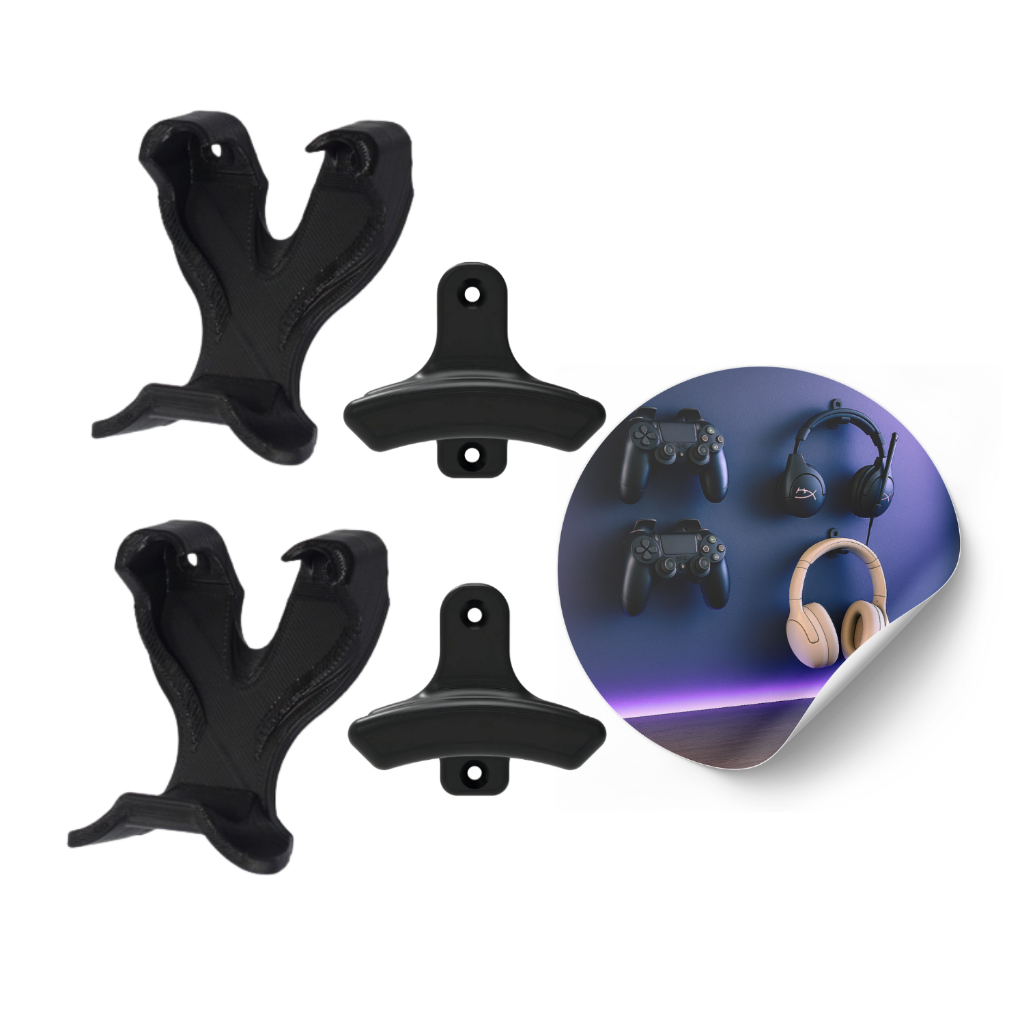 Kit p/ Setup Gamer /2x Suporte de Headset + 2x de Controle PS4/Visual Minimalista e Eficiente