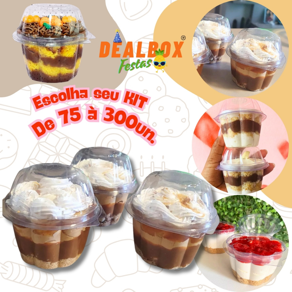75~300 Unidades Kit Embalagem Mousse Cupcake Bolo de Pote 150ml em Oferta na Shopee