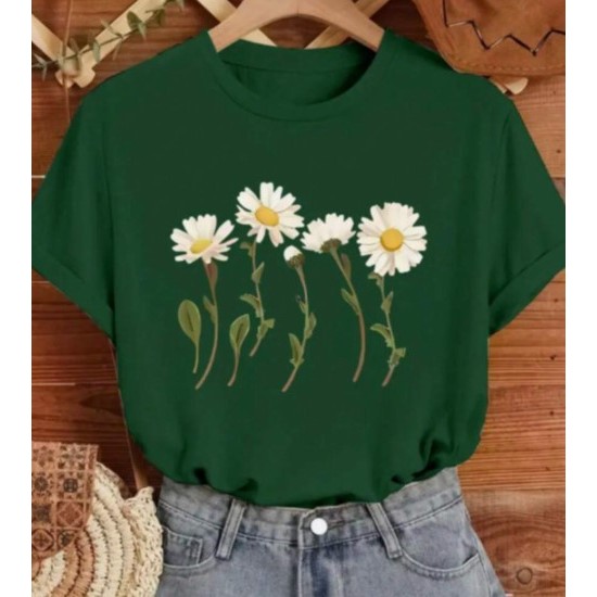Camiseta Feminina Margaridas Blusa Estampada lançamento