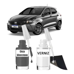 Tinta Tira Risco Fiat Argo Cinza Silverstone + Verniz 10 ml