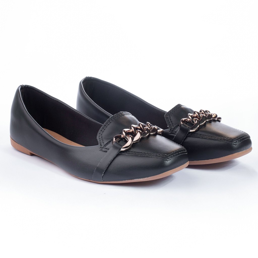Sapato Sapatilha Feminina Mocassim Rasteirinha Moda Social Fashion Corrente Leve Confortável Ref.63